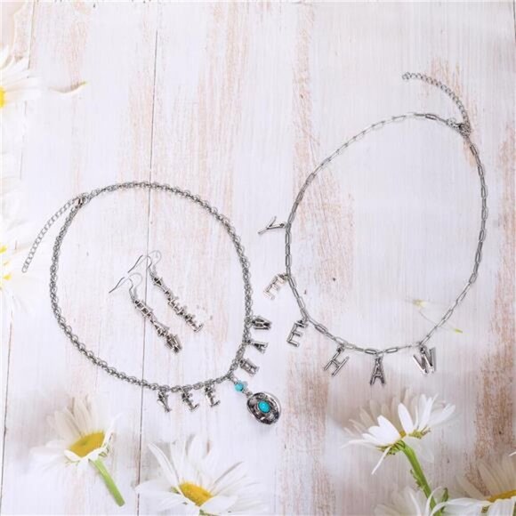 Western "Yee Haw" Turquoise Jewelry Set – Cowgirl Necklace & Earrings Rodeo - Picture 5 of 5